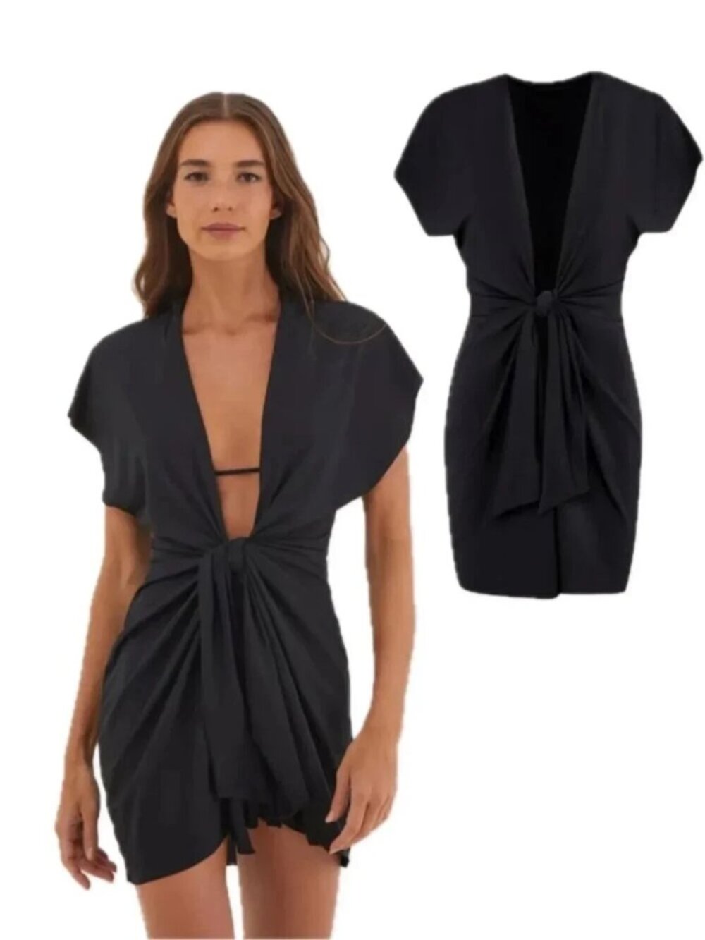 Aqua Aura Black Vix Sasha Short Cover-Up Women's Size S NEW